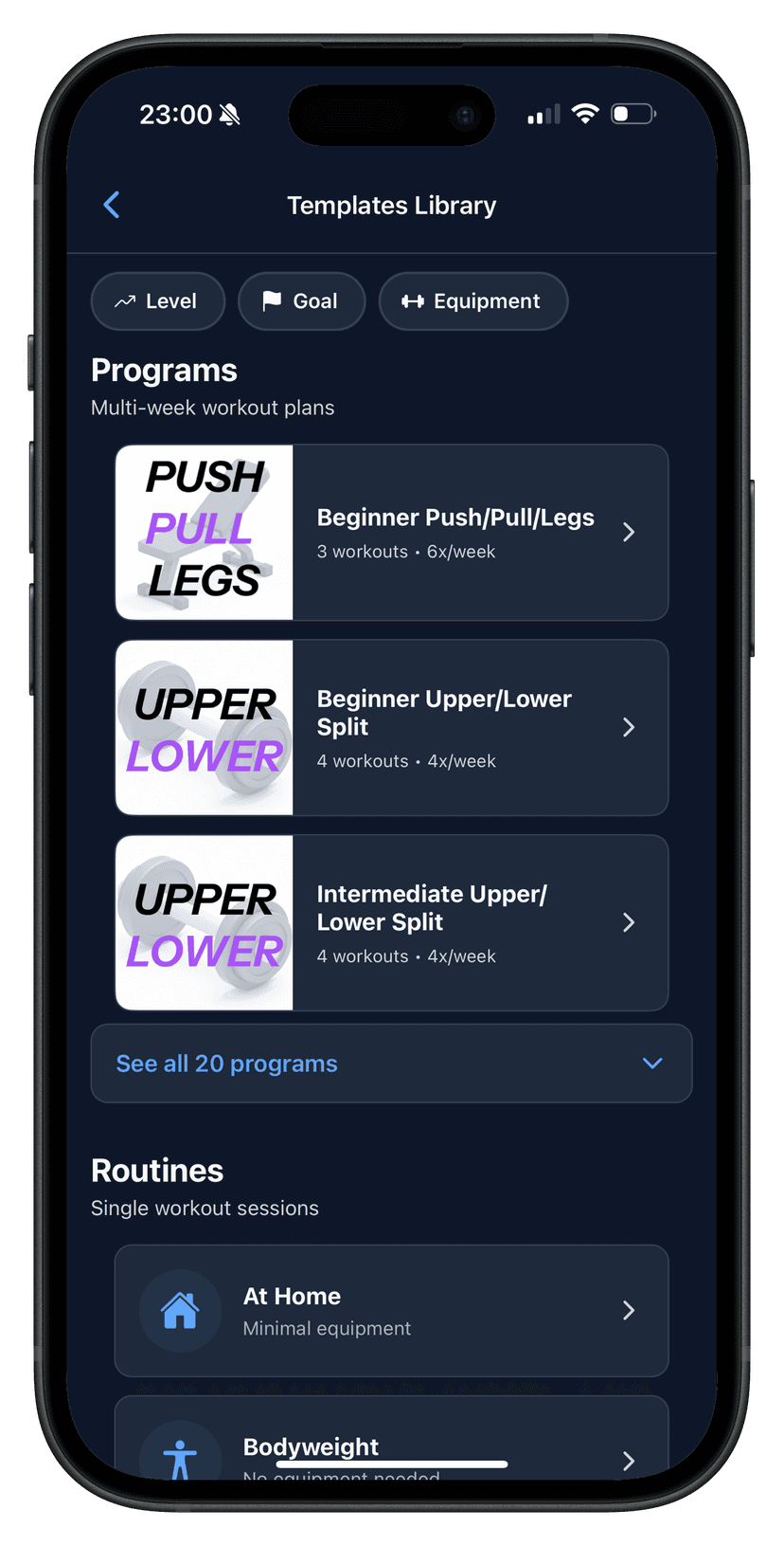 Template Library Screen