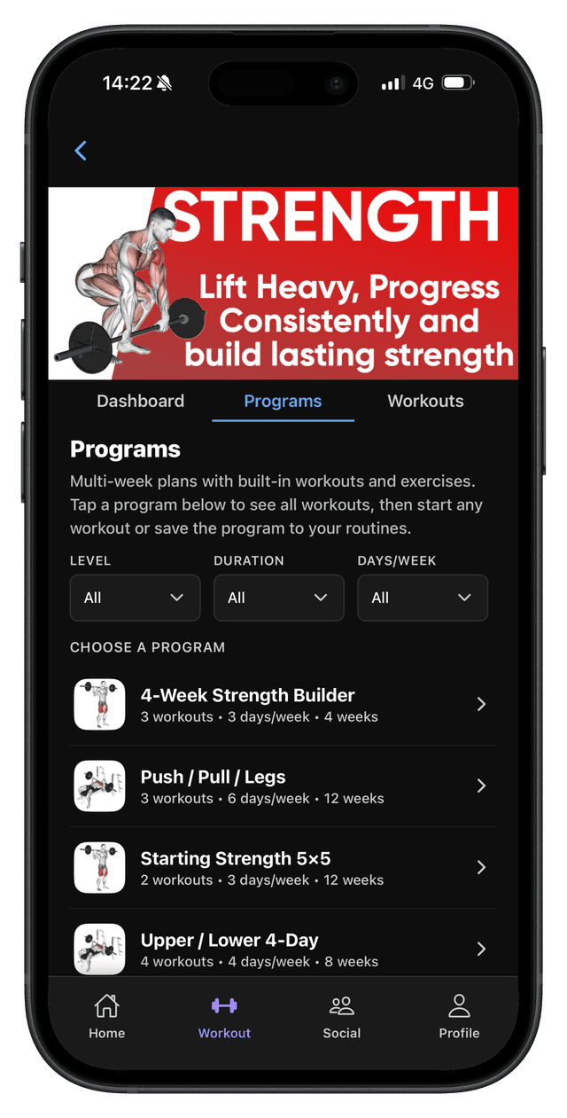 RepEight training category with programmes, workouts, and tips